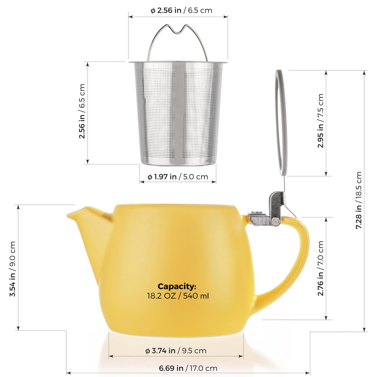 Yellow Porcelain Teapot 18.2oz