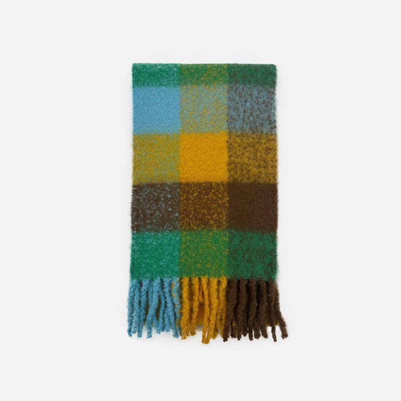 Multi Color Plaid Wool Scarf