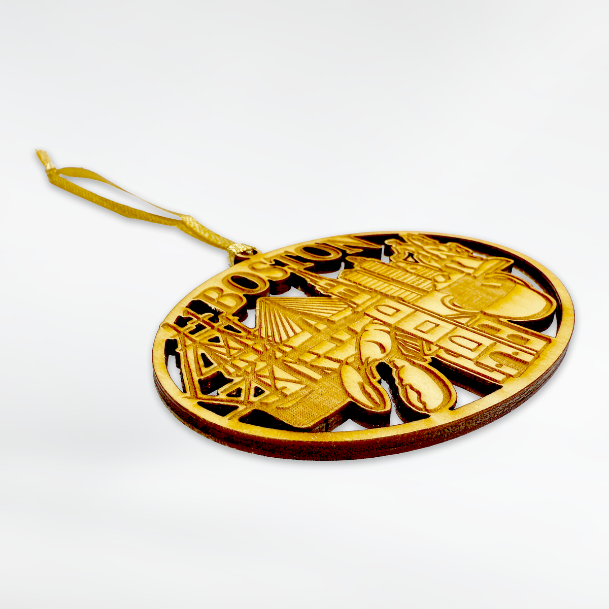 Boston Oval Collage Wood Ornament