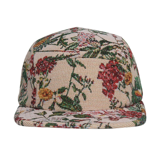 Beige Flower 5 Panel Hat