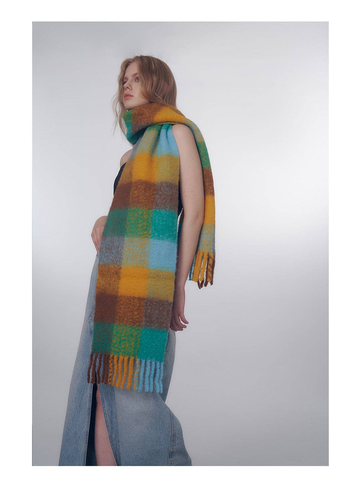 Multi Color Plaid Wool Scarf
