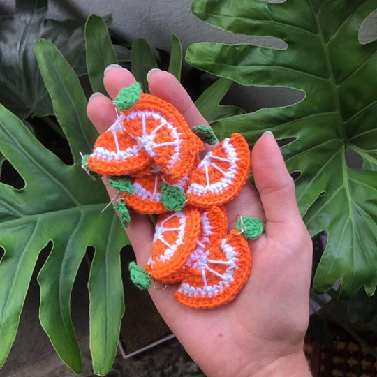 Crochet Orange Slice Earrings