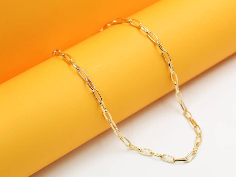 16" Gold Filled 4mm Paperclip Chain Necklace