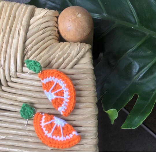 Crochet Orange Slice Earrings