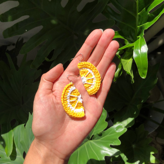 Crochet Lemon Slice Earrings