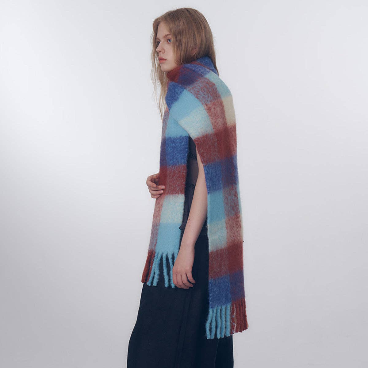 Multi Color Plaid Wool Scarf