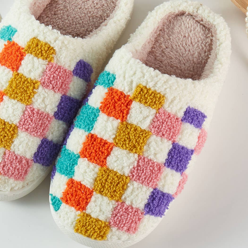 Rainbow Checkered Slippers