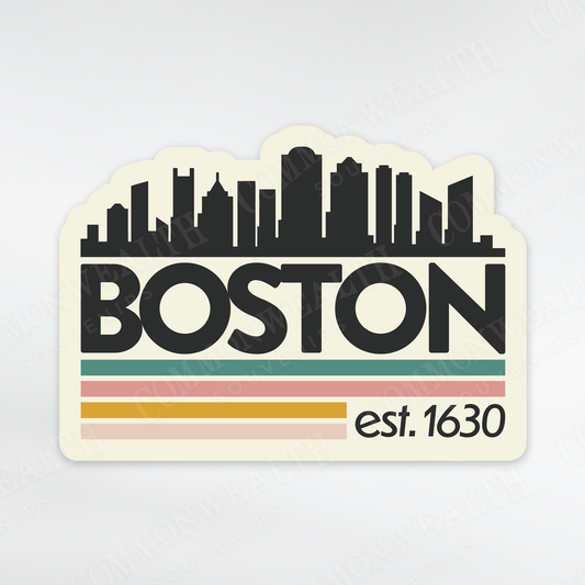 Boston Vintage Skyline Souvenir Sticker
