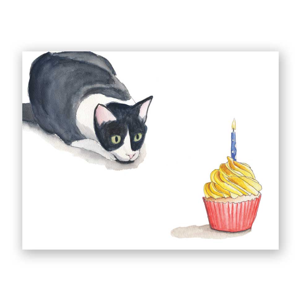Cupcake Cat Birthday Greeting Card