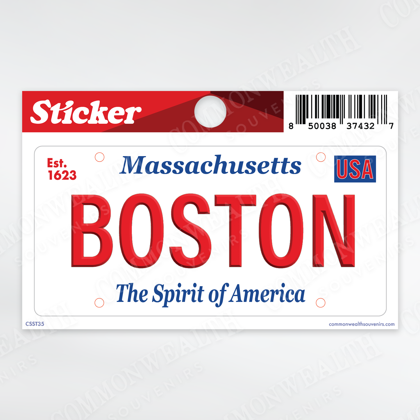 Boston Classic License Plate Souvenir Sticker