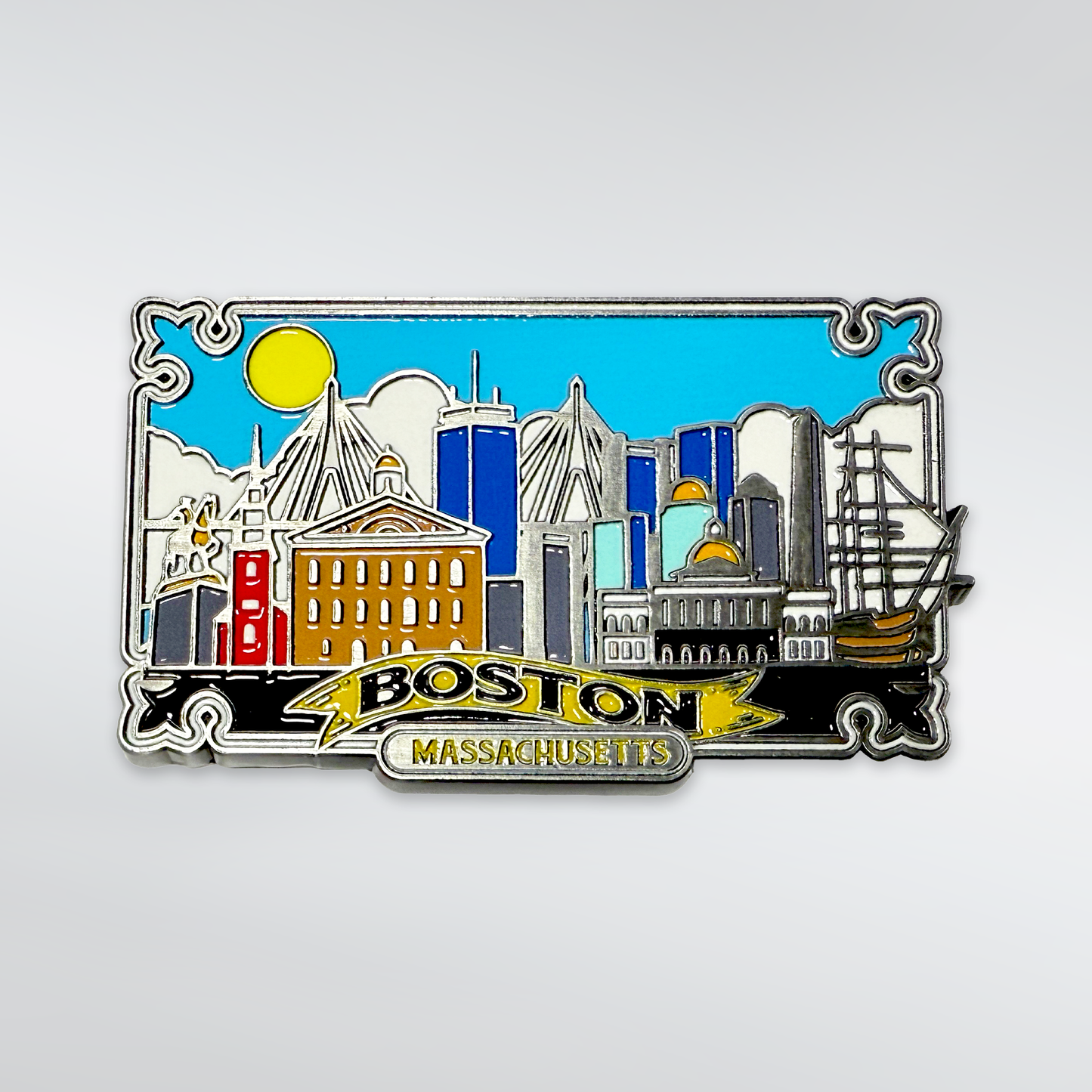 Boston Color Skyline Metal Souvenir Magnet