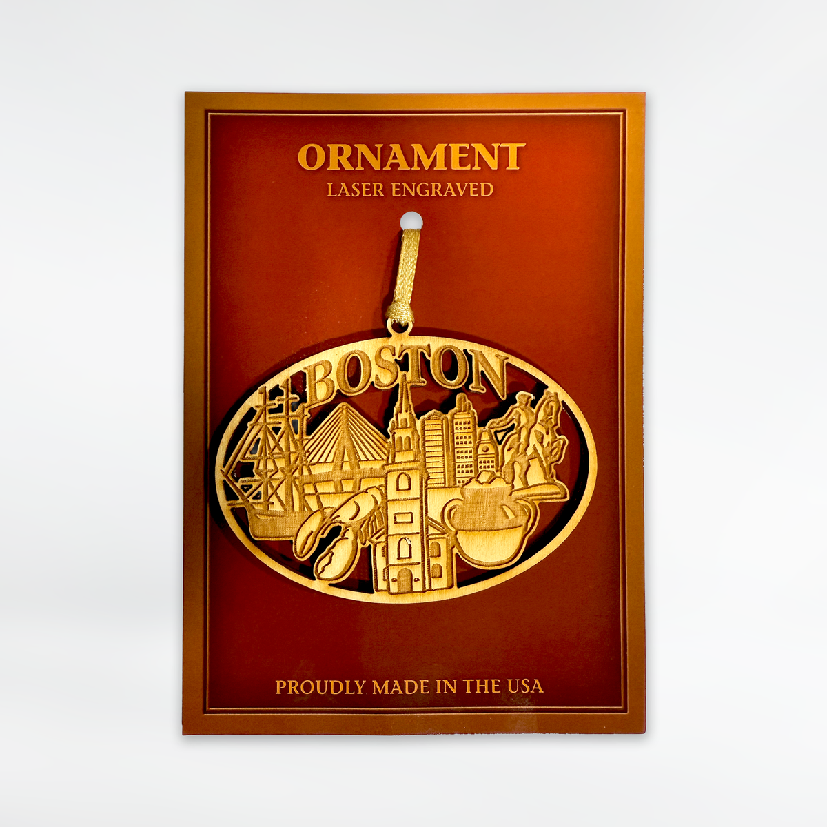 Boston Oval Collage Wood Ornament