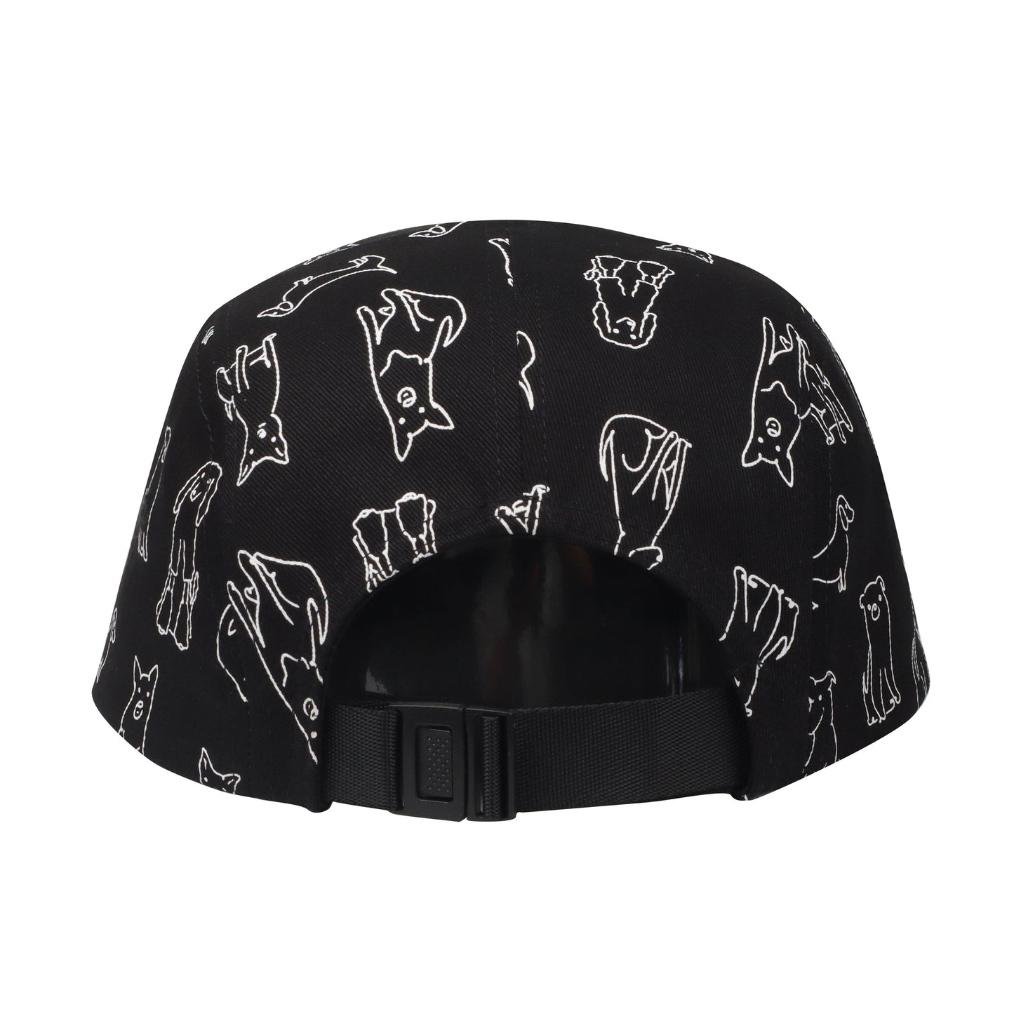 Black Cartoon Dog 5-Panel Hat