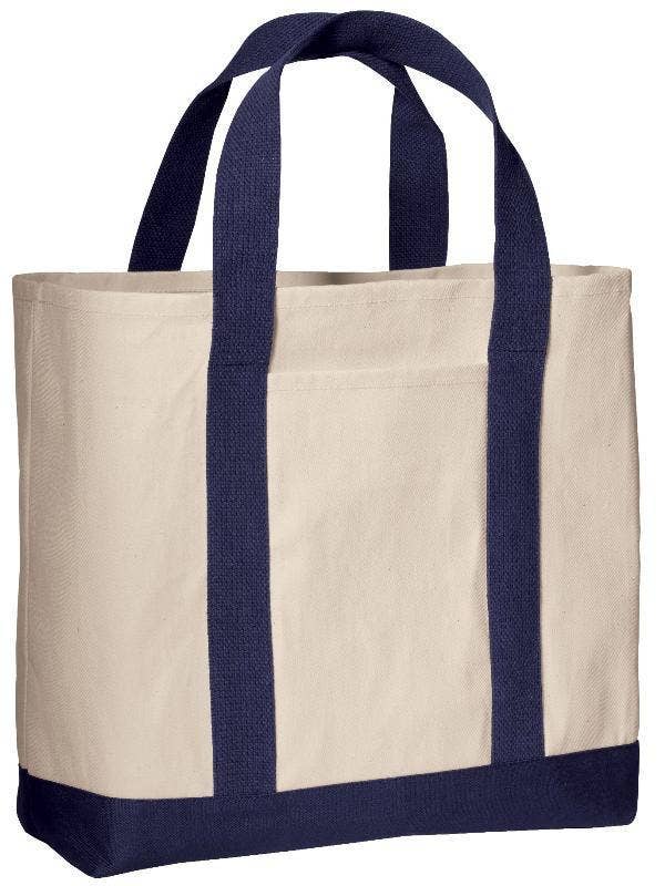 TBF Heavy Canvas Twill Two Tone Shopping Tote - TF285: Solid Natural