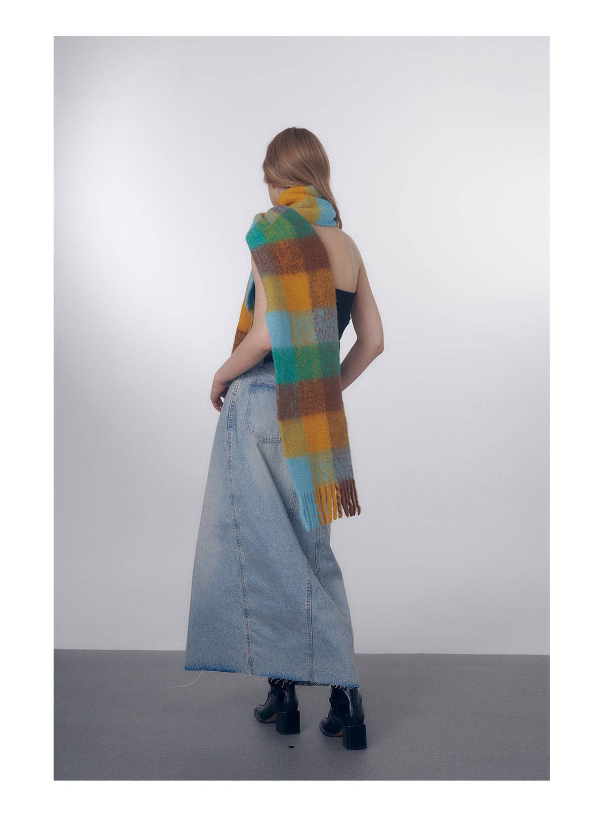 Multi Color Plaid Wool Scarf