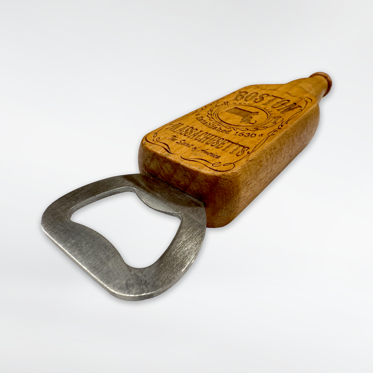 Boston Whiskey Design Wooden Bottle Opener Magnet