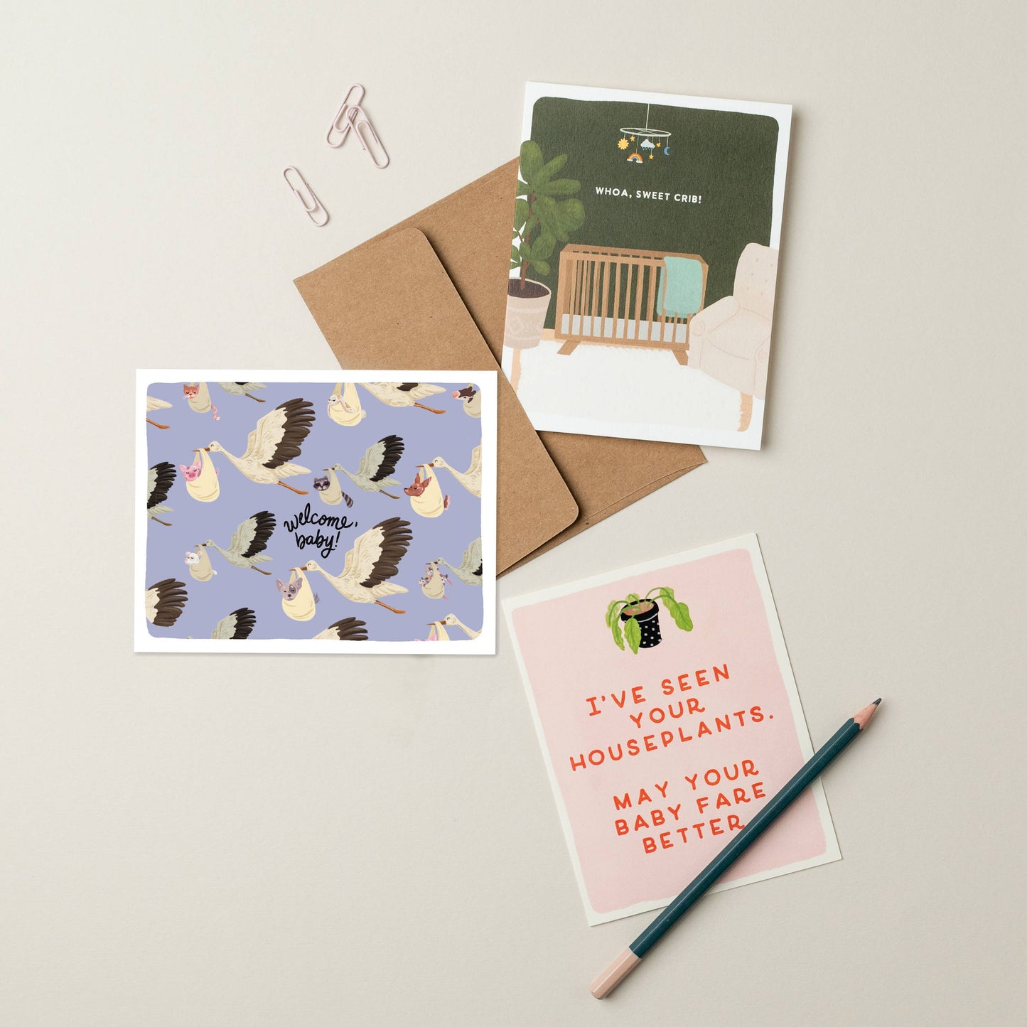 Stork Welcome Baby Card