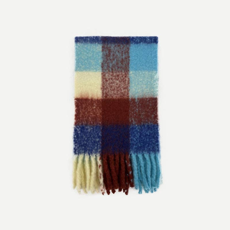 Multi Color Plaid Wool Scarf