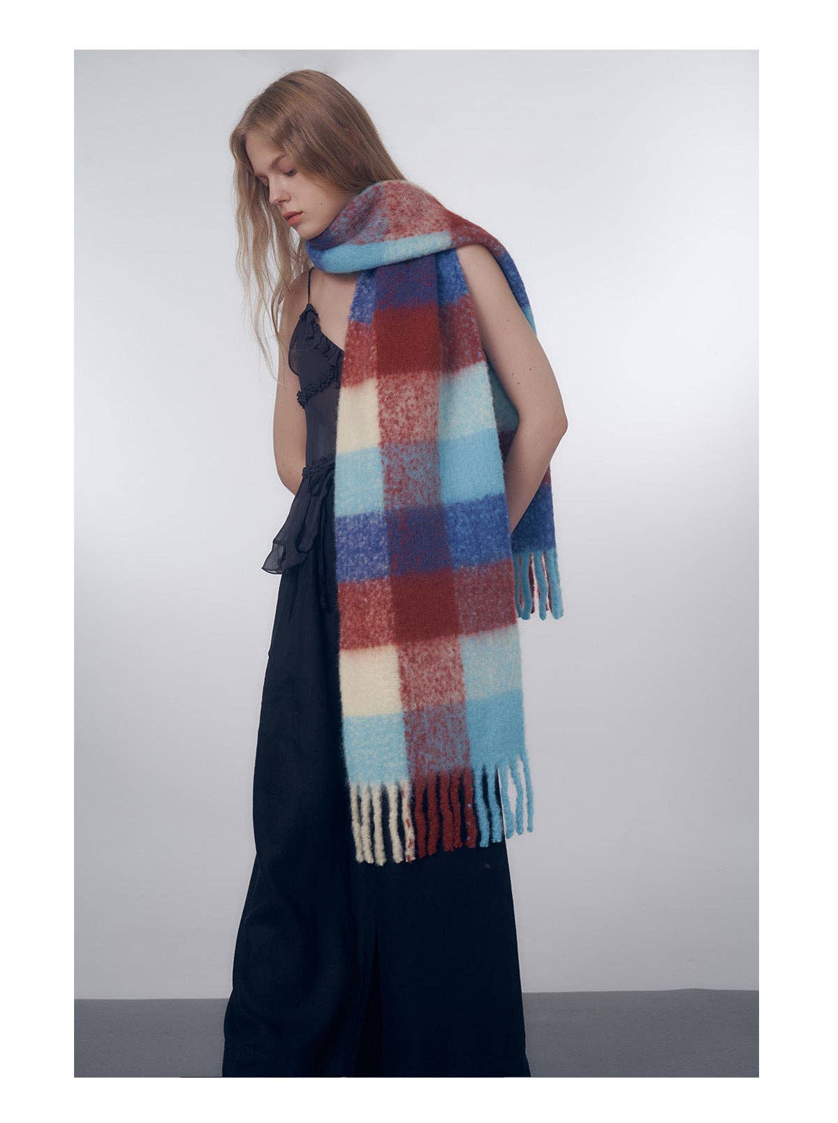 Multi Color Plaid Wool Scarf