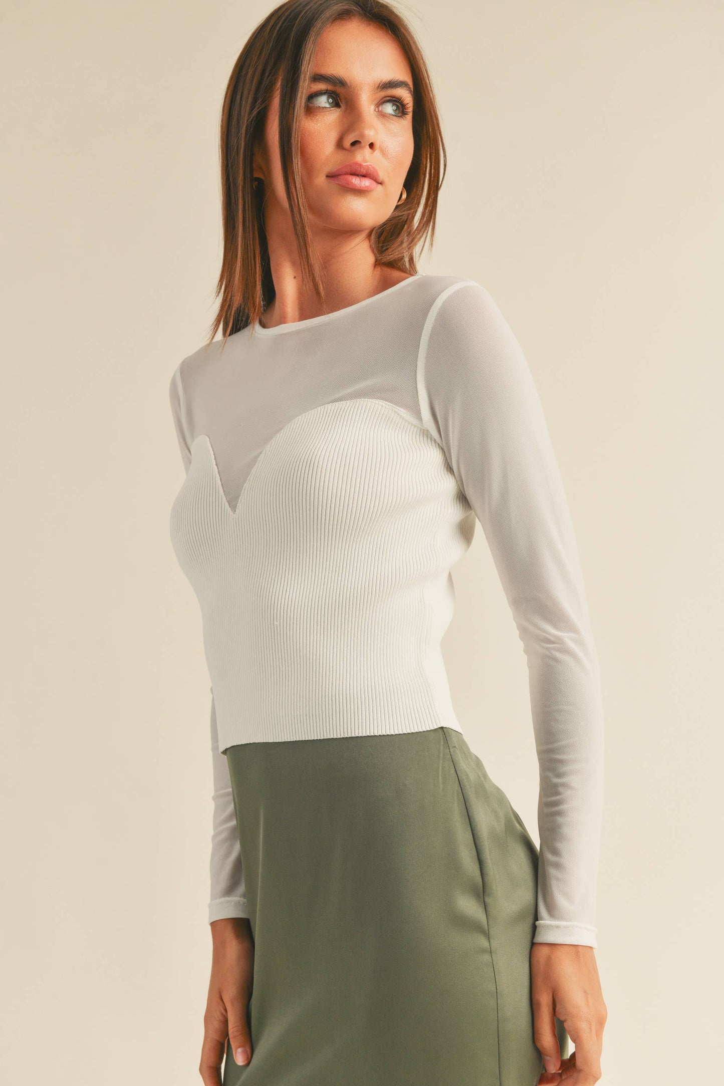 Mesh Bodice Top (Assorted Colors)