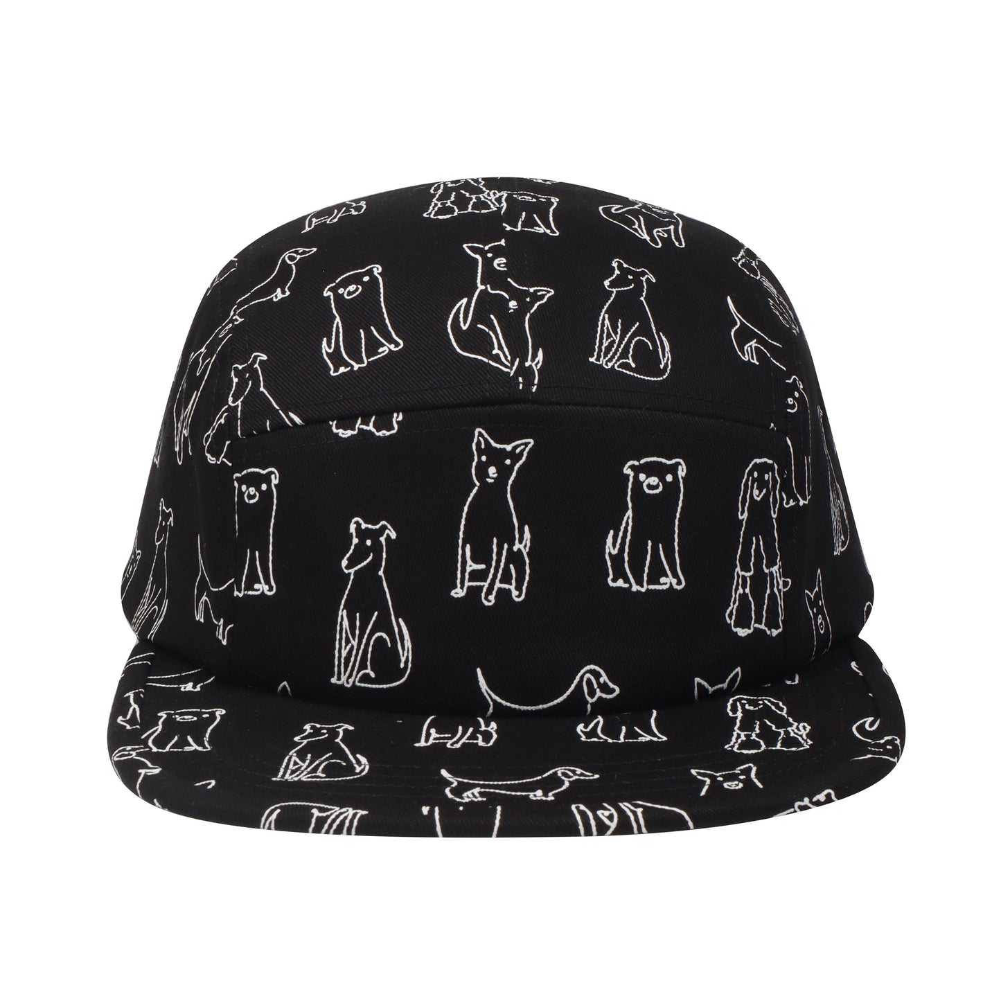 Black Cartoon Dog 5-Panel Hat