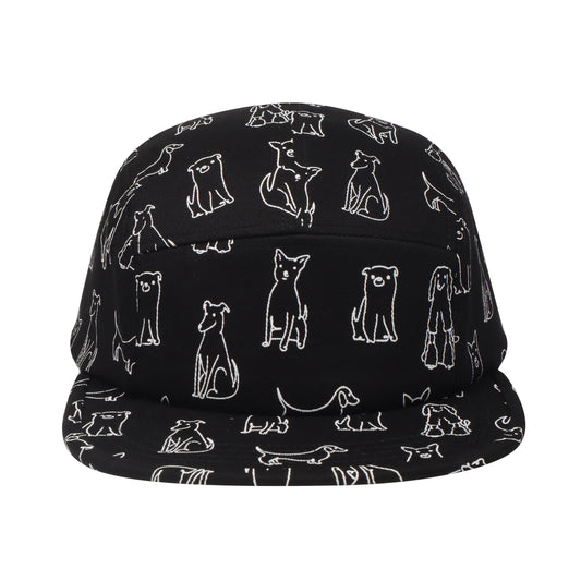 Black Cartoon Dog 5-Panel Hat