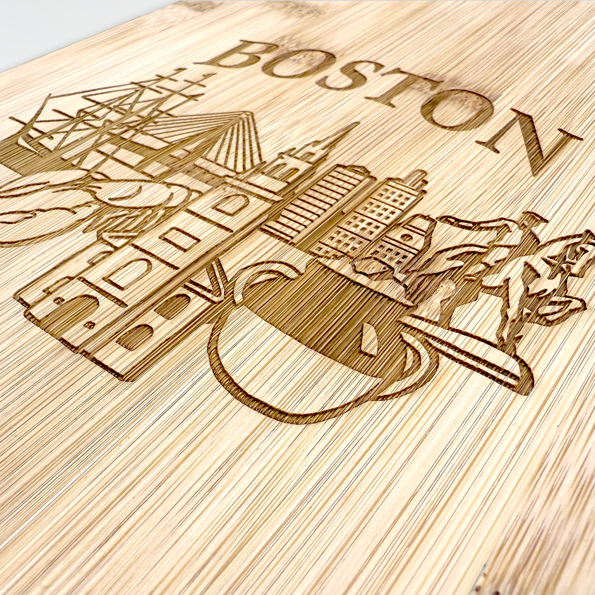 Boston Collage Engraved Wood Cutting Board