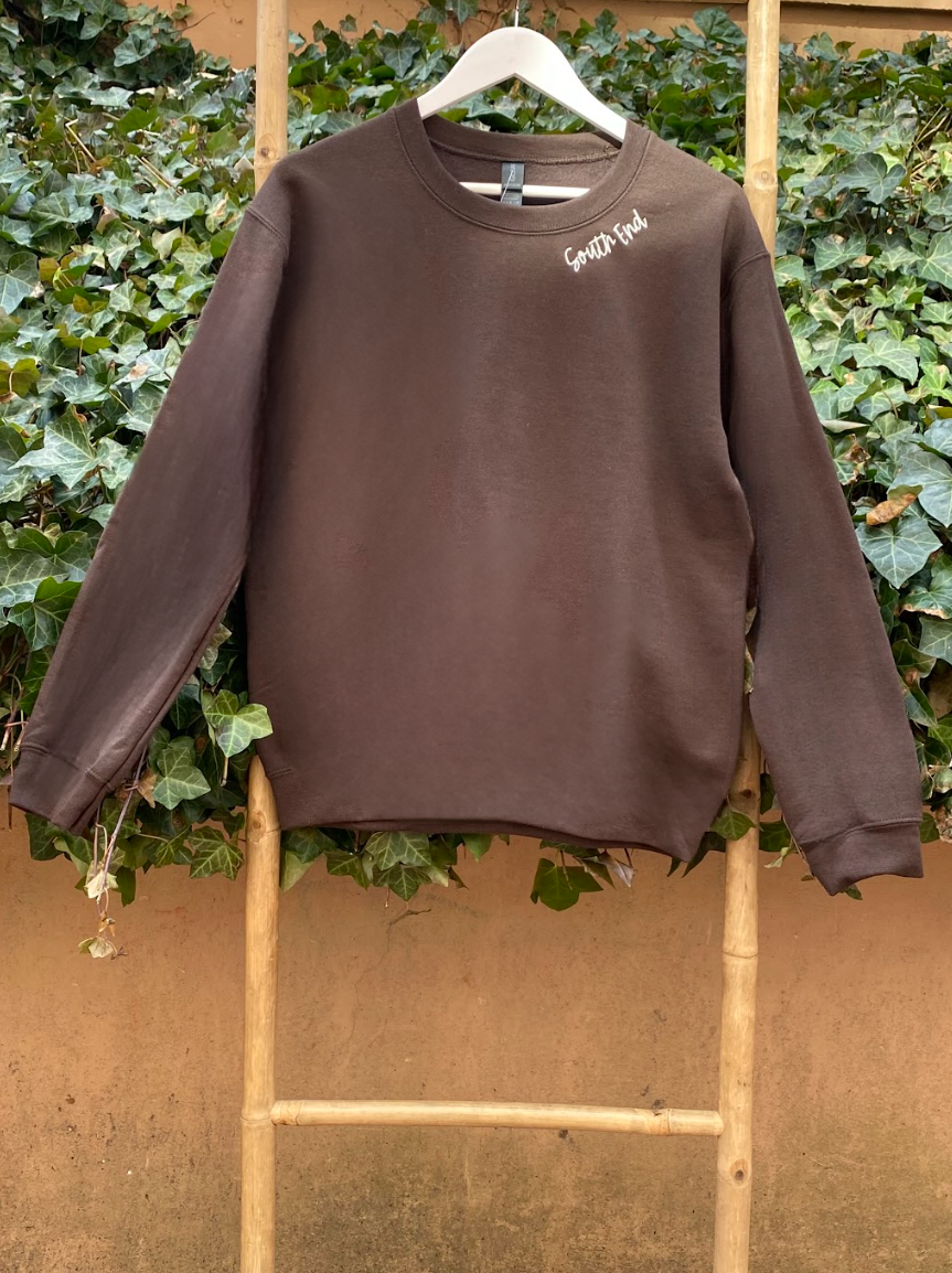 Brown"South End"Unisex Embroidered Sweatshirt