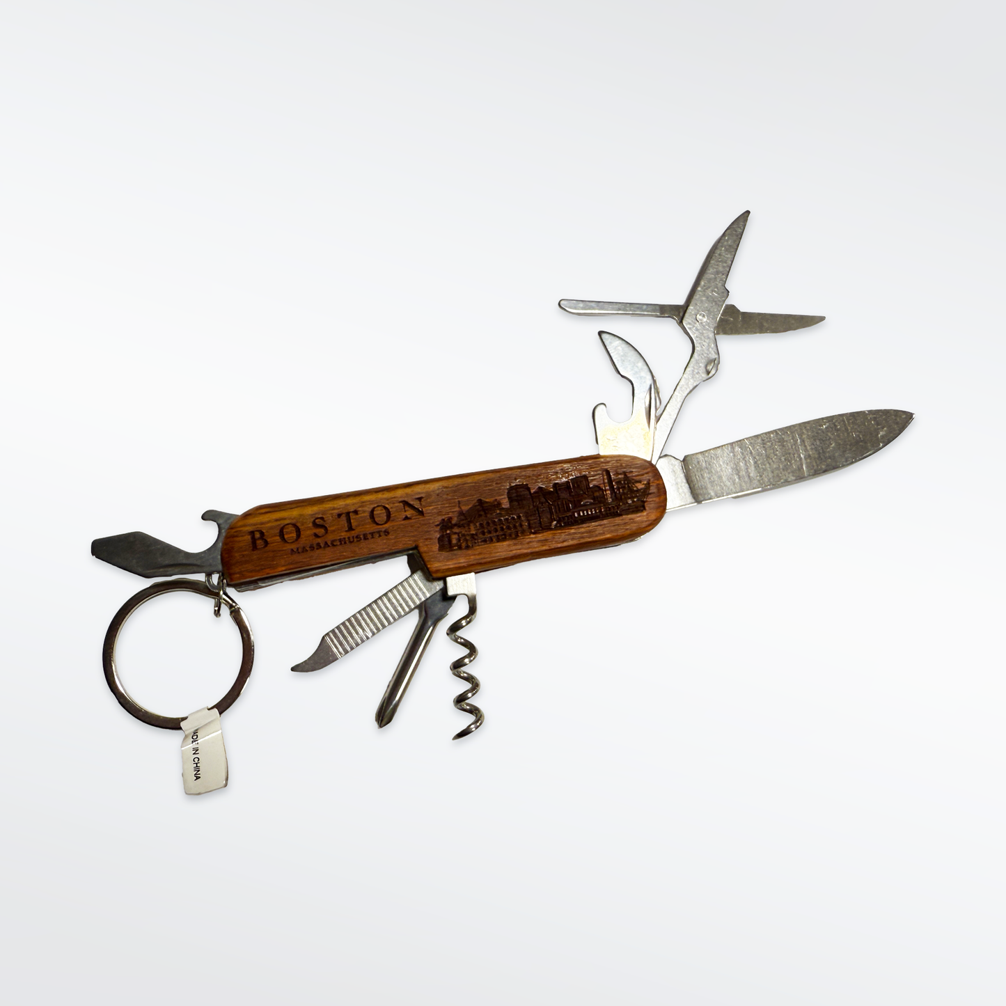 Boston Wood Skyline Multi-tool Keychain