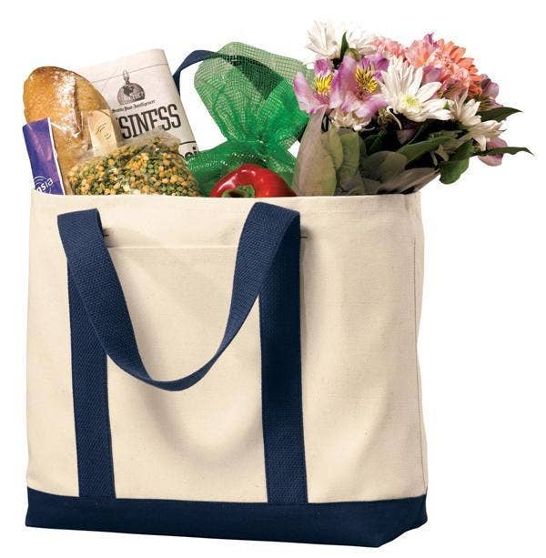 TBF Heavy Canvas Twill Two Tone Shopping Tote - TF285: Solid Natural