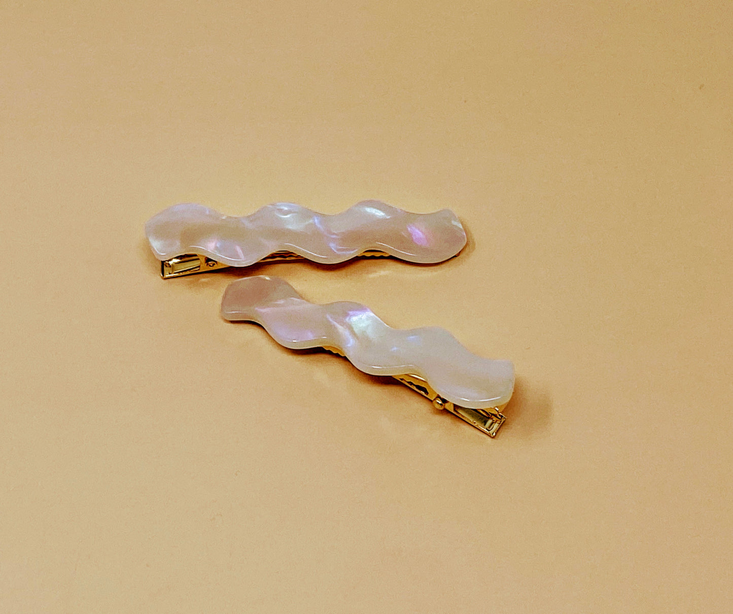 Wavy Barrette in Opal (Set of 2)