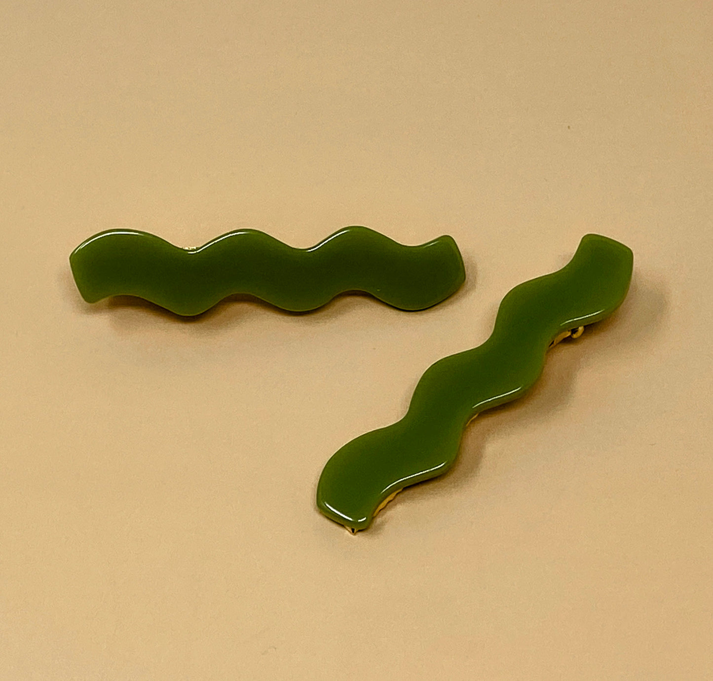 Wavy Barrette in Green (Set of 2)