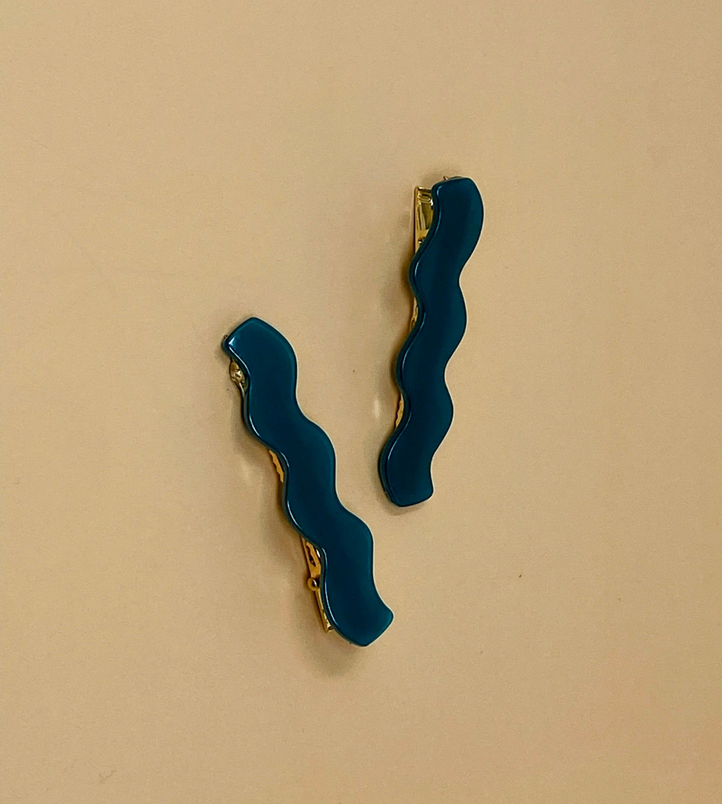 Wavy Barrette in Blue (Set of 2)