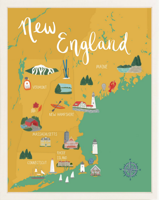 Limited Edition New England Map Print