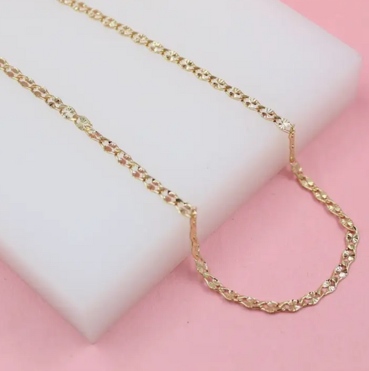 Gold Filled Textured Link Chain Necklace