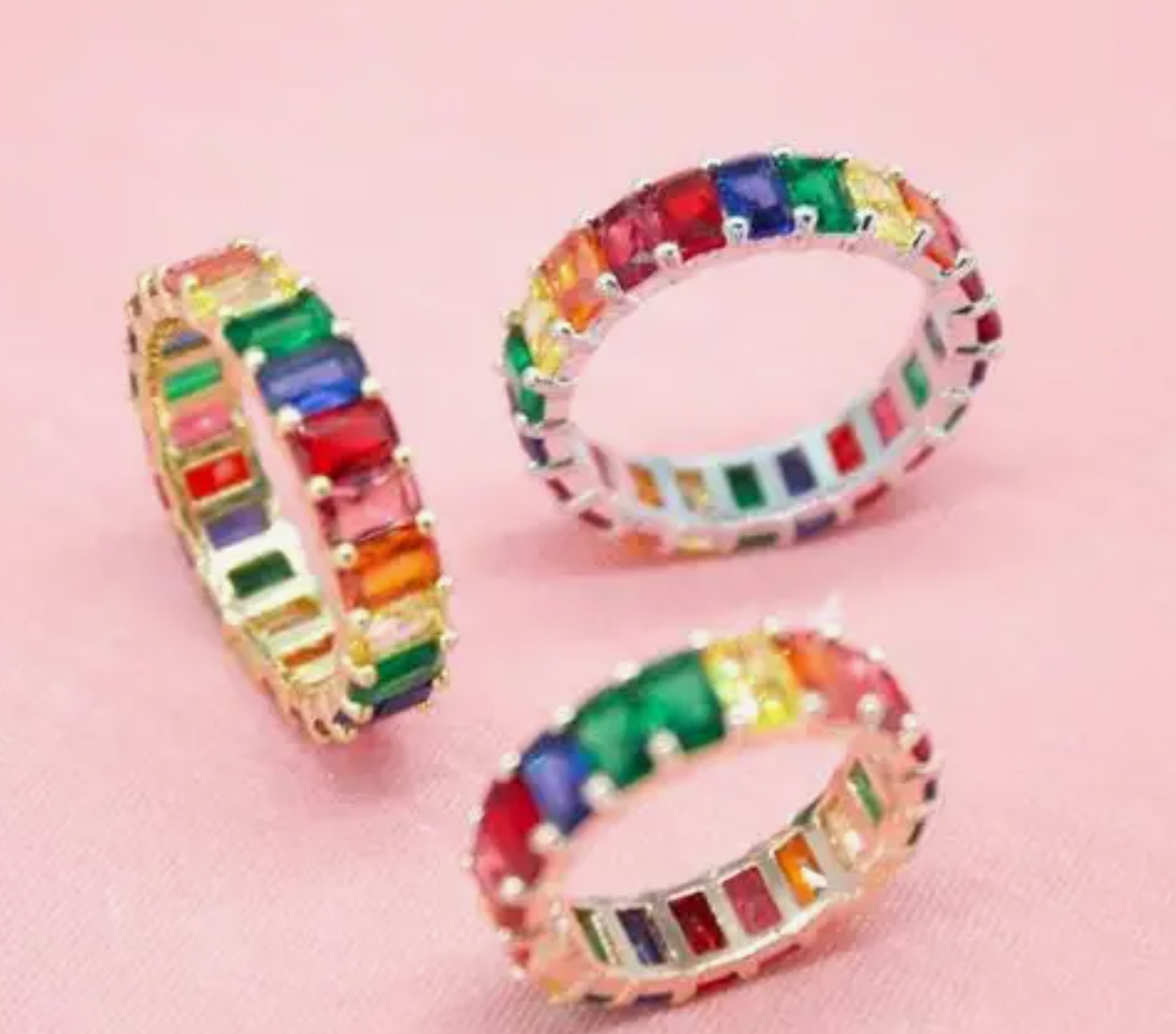 Gold Filled Rainbow CZ Ring