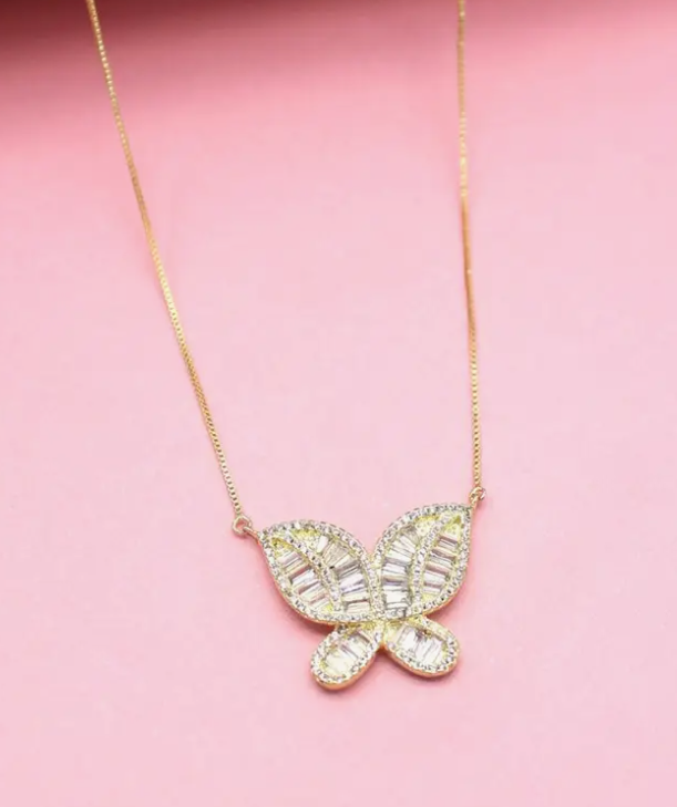 Gold Filled Butterfly CZ Necklace