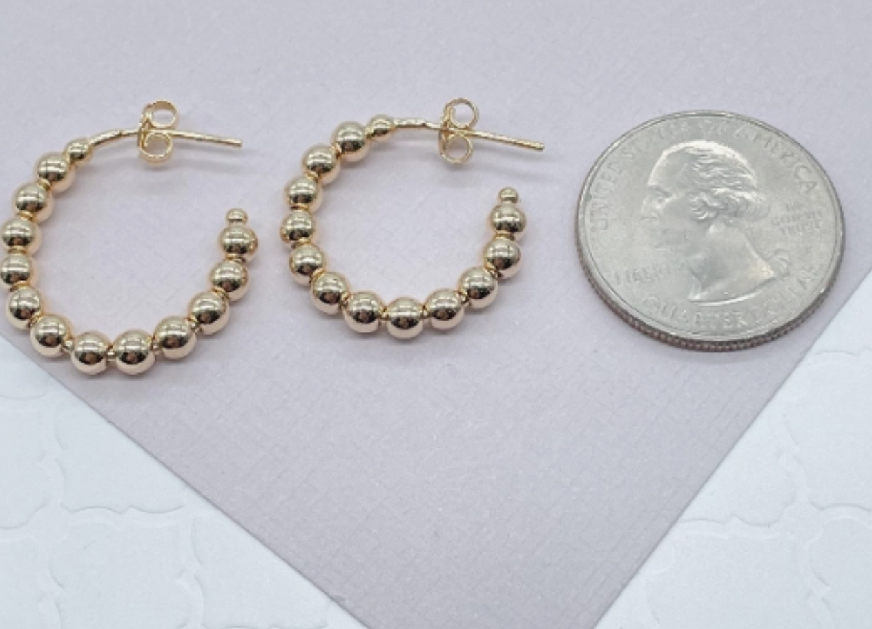 Gold Filled Beaded Hoops