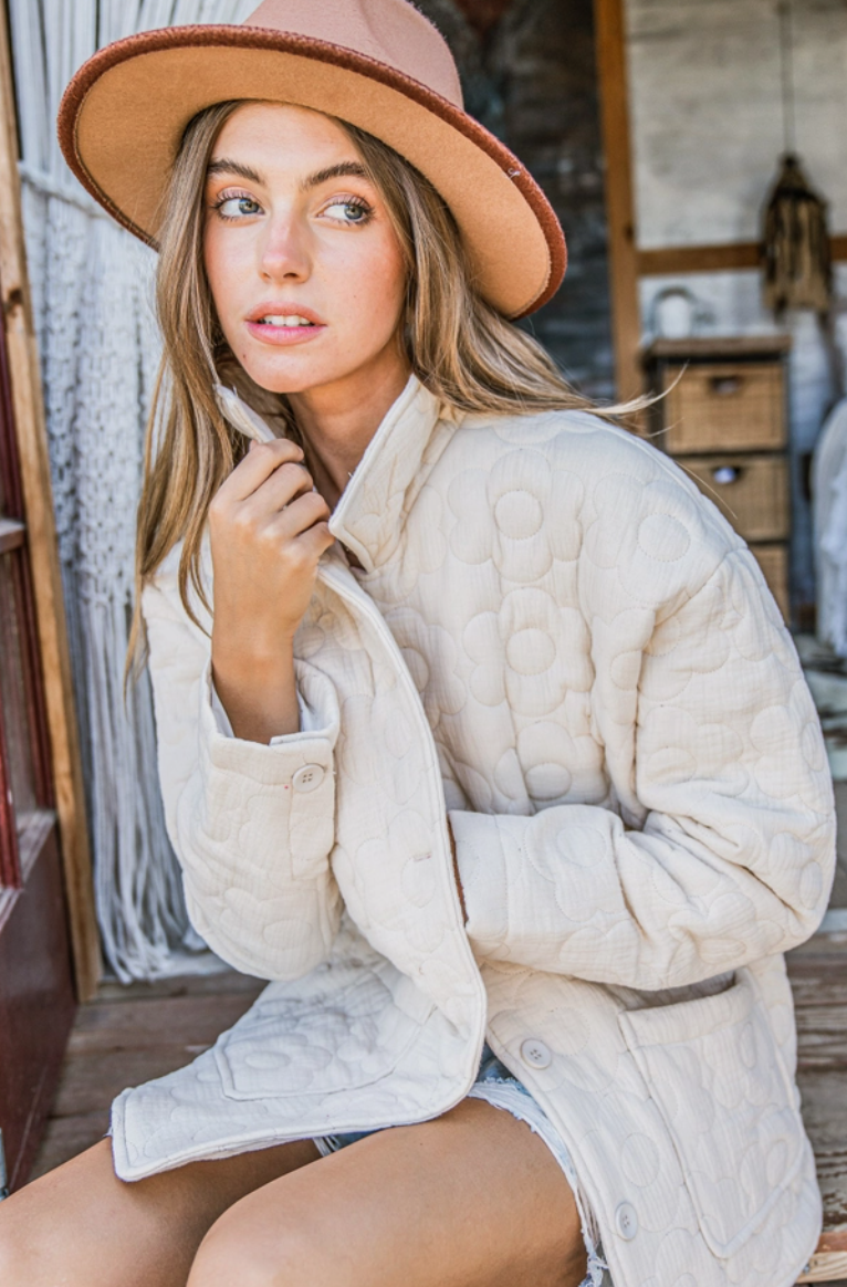 Ivory Daisy Quilted Jacket