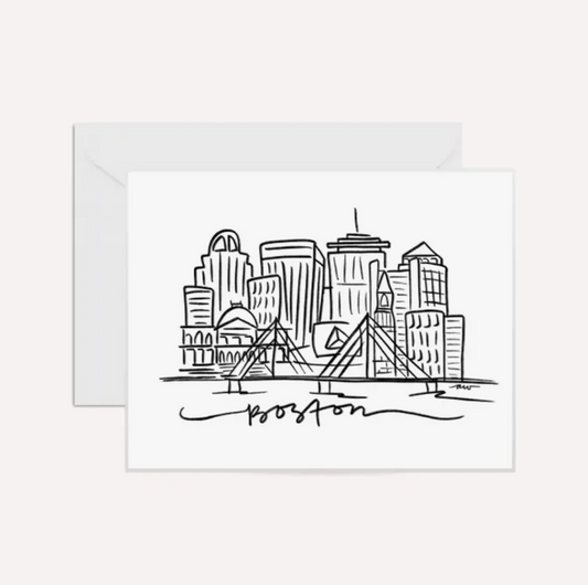 Boston Line Drawing Greeting Card