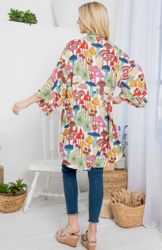 Mushroom Print Kimono