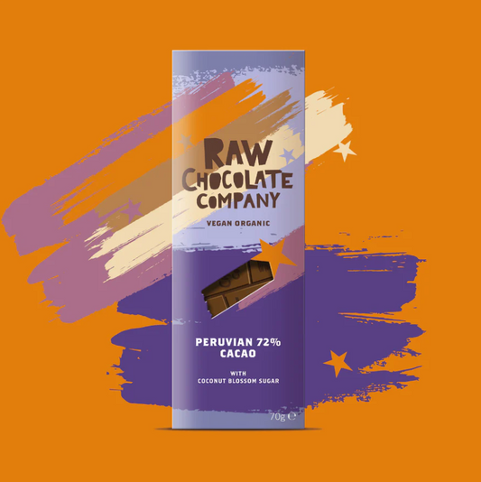 Peruvian 72% Cacao Vegan Organic Chocolate Bar Compostable Pack