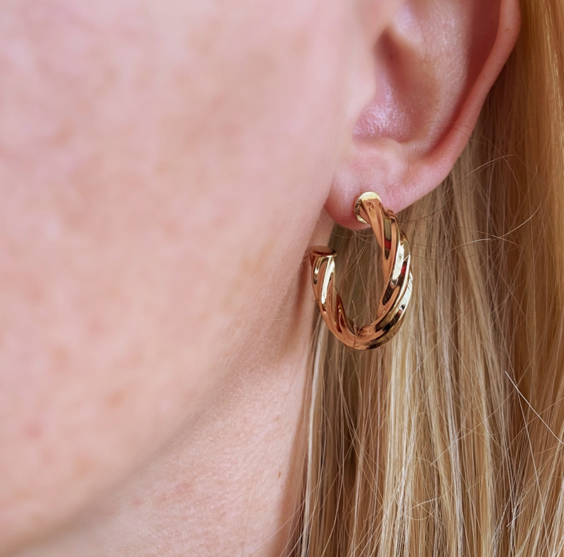Gold Filled Twisted Half Hoop Earrings