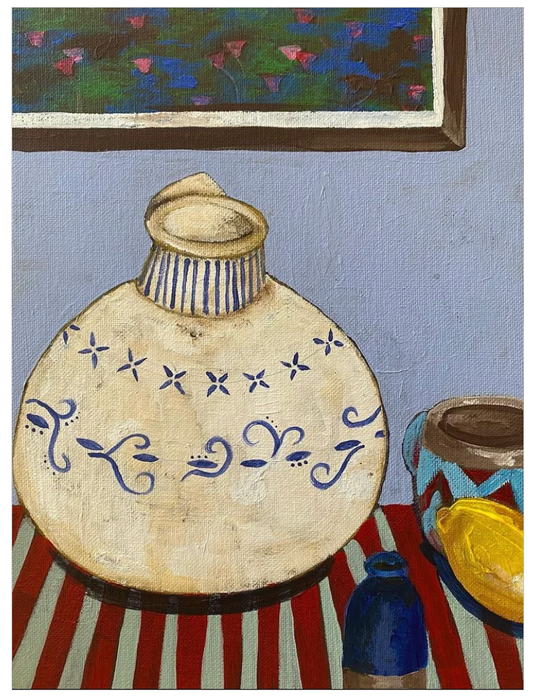 White and Blue Pot 8.5x11'' Print