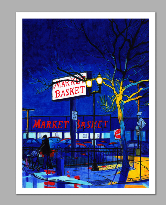 Rainy Night at Market Basket Print