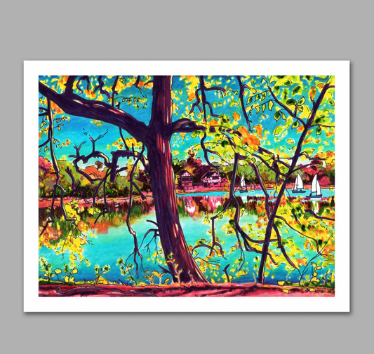 Autumn at Jamaica Pond Print