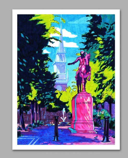 Paul Revere and the Old North Church Print