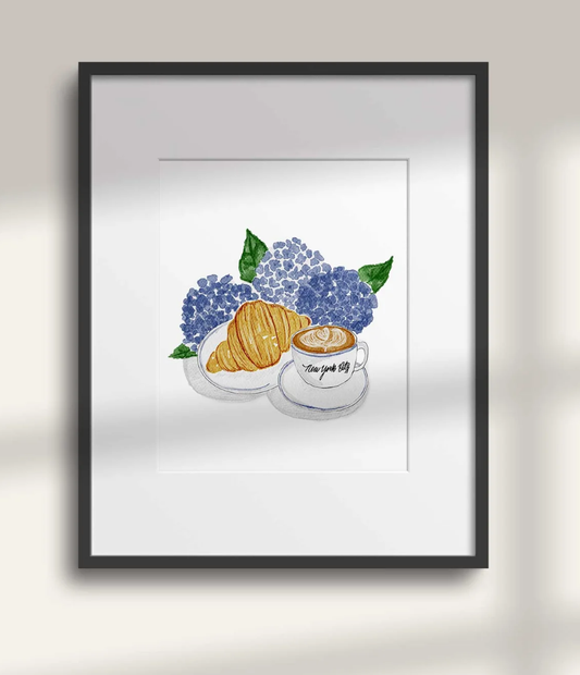 Hydrangea + Coffee 8x10 Art Print