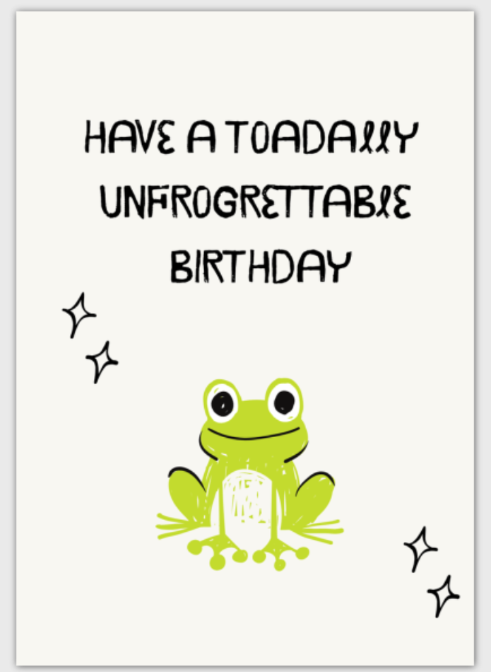 Toad Birthday Card