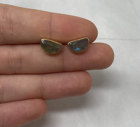 Half Moon Labradorite Studs